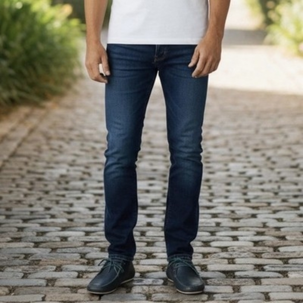 Men’s Navy Blue Perforated Leather Lace-Up Loafers Moccasins Size 42 Italy